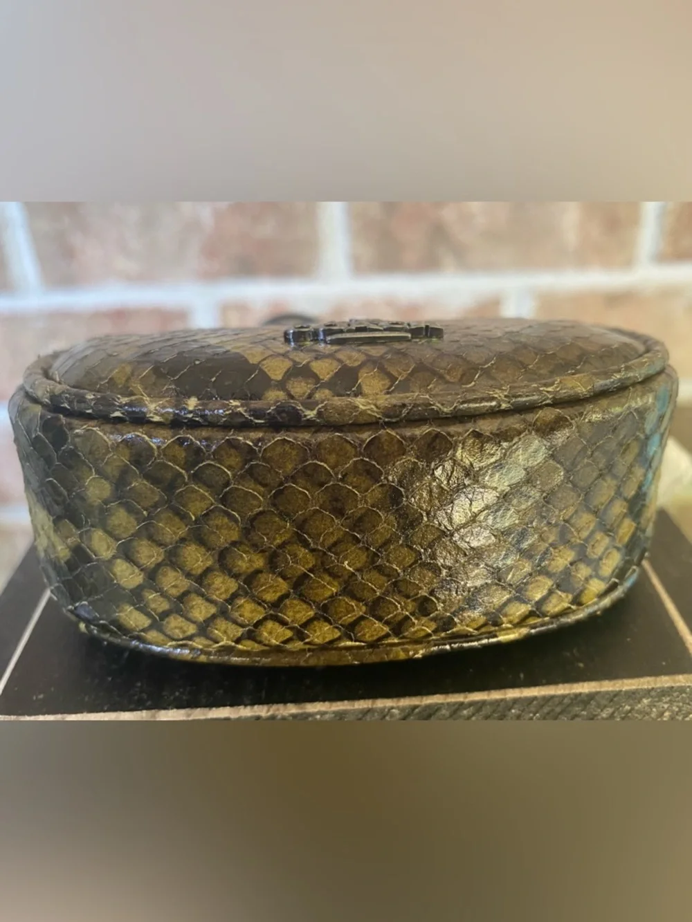 Coach Python-Embossed Leather Coin Purse Keychain HTF - Picture 7 of 7